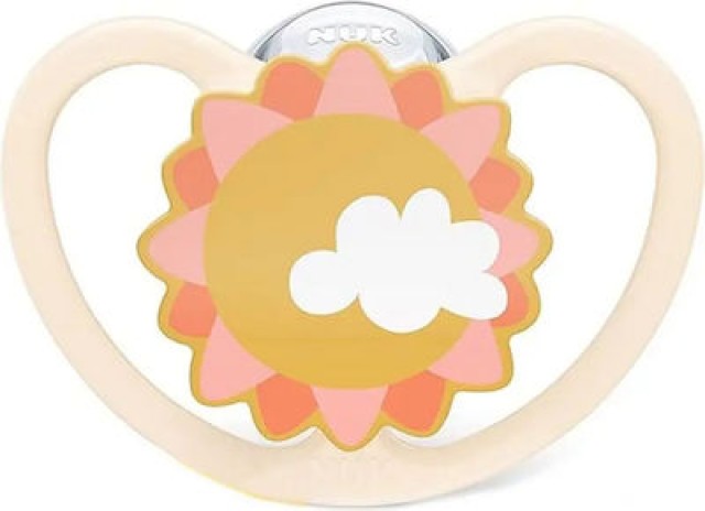 Nuk Space Πιπίλα Σιλικόνης 18-36m, Χρώμα Λευκό , Σχέδιο Ήλιος  1 Τεμάχιο