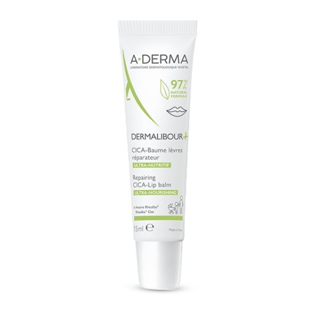 A-Derma Dermalibour+ Repairing Cica-Lip Balm Βάλσαμο Χειλιών για Σκασμένα & Ξηρά Χείλη 15ml