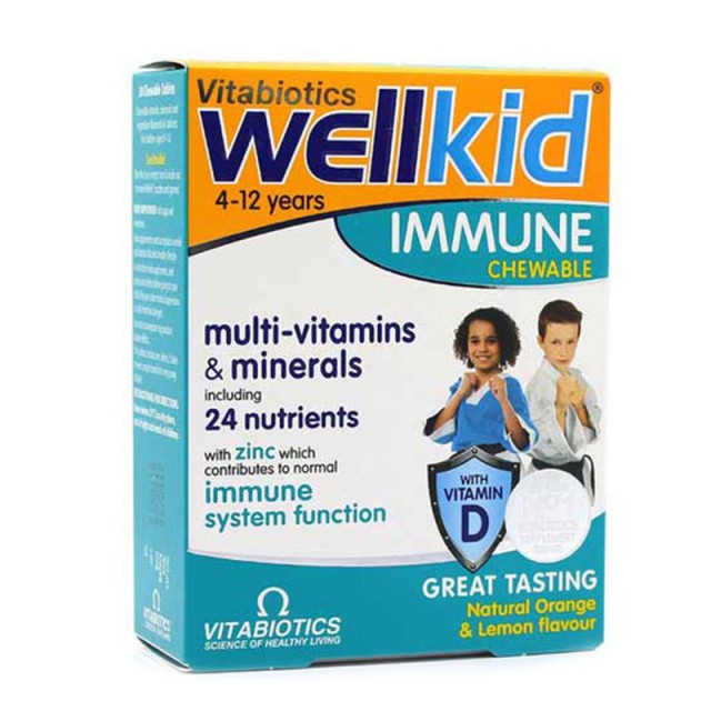 Vitabiotics Wellkid Immune για το Ανοσοποιητικό Σύστημα των Παιδιών, 30 Μασώμενα Δισκία