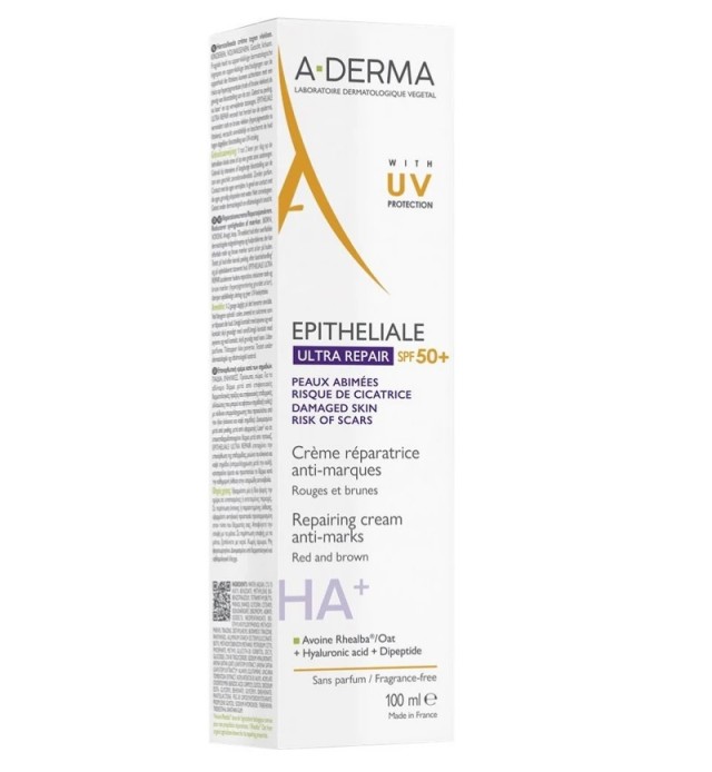 A-Derma Epitheliale ΗΑ+ Ultra Repairing SPF50+ Προστατευτική & Επανορθωτική Κρέμα Κατά τω σημαδιών 100ml