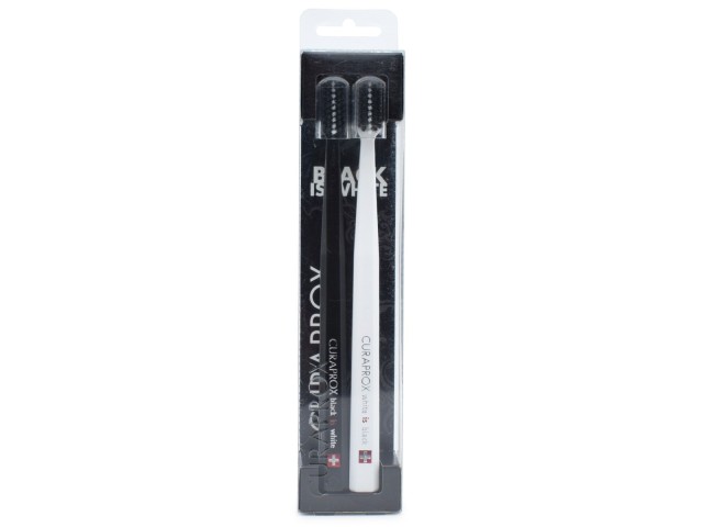 Curaprox Promo Black is White & White is Black Οδοντόβουρτσα για λευκά δόντια 2 τεμάχια