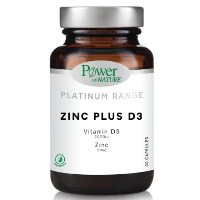 Power Of Nature  Platinum Range Zinc Plus D3, Φυσιολογική Λειτουργία Ανοσοποιητικού Συστήματος 30 Κάψουλες 