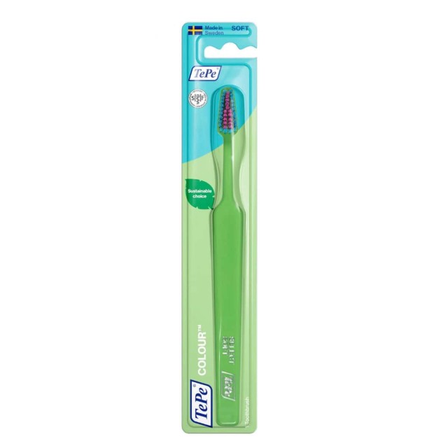 Tepe Colour Compact Extra Soft Οδοντόβουρτσα Πράσινη με Πράσινες & Φούξια Ίνες, 1 Τεμάχιο