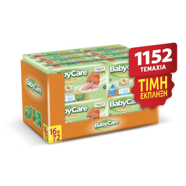BabyCare ΒΟΧ Pure Water Με Χαμομήλι 16x72 (Σύνολο 1152)