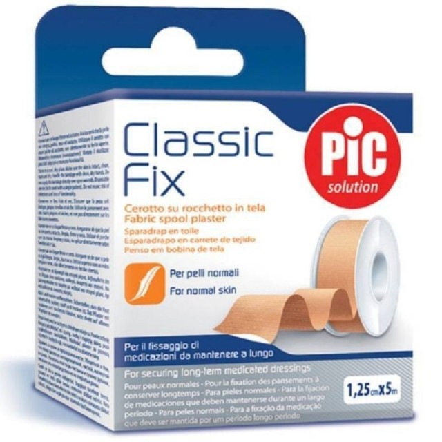 Pic Solution Classic Fix Ρολό Λευκοπλάστη από Ύφασμα για Κανονικά Δέρματα 1,25cm x 5m