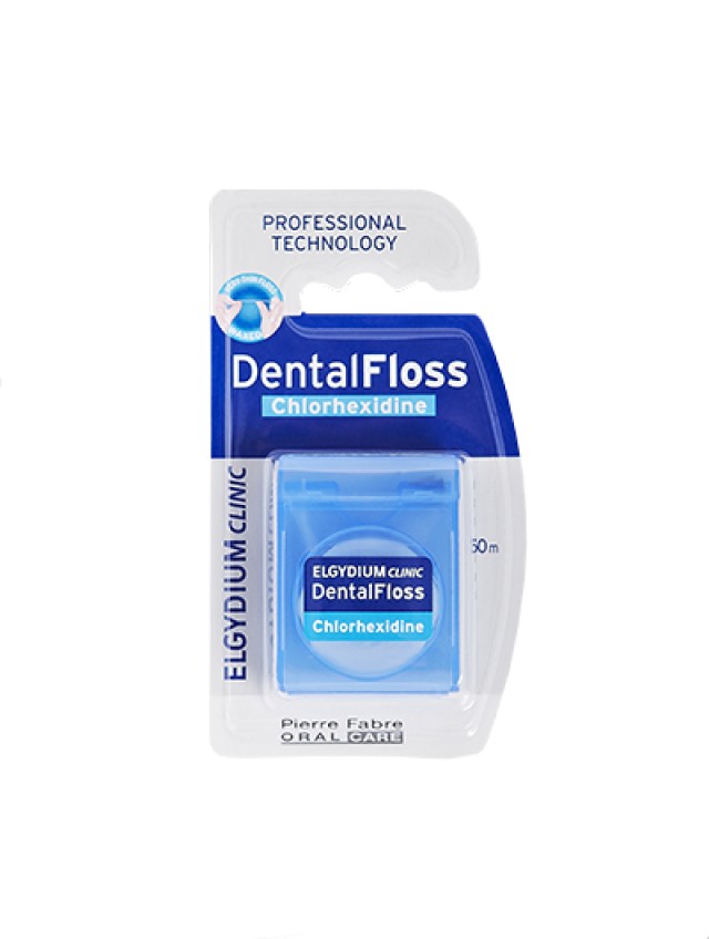 Elgydium Dental Floss Chlorexidine, Ελαφρώς Κερωμένο Οδοντικό Νήμα 50m
