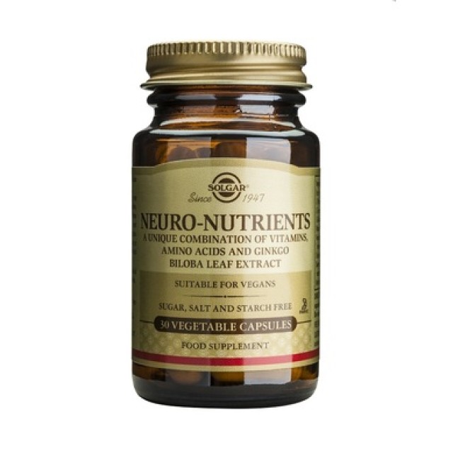 Solgar Neuro Nutrients, 60 Veg.Caps. Eξειδικευμένο σύμπλεγμα αμινοξέων με άλλα διατροφικά στοιχεία