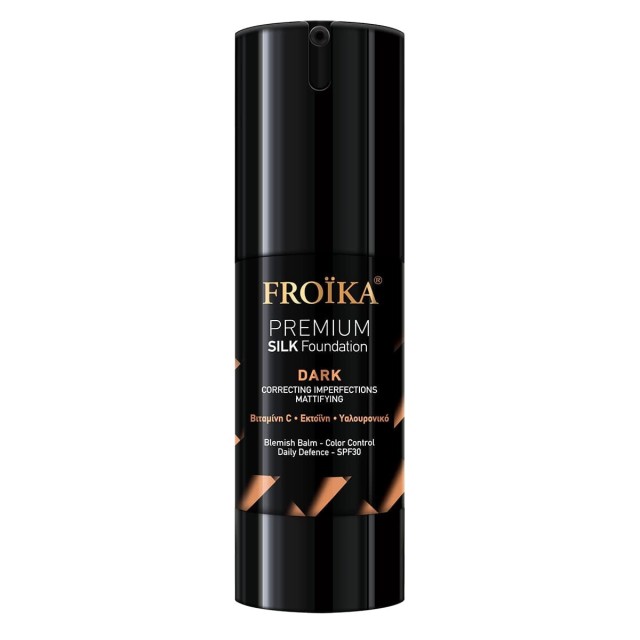Froika Premium Silk Foundation Dark  SPF30 με Βιταμίνη C, Εκτοΐνη & Υαλουρονικό 30ml