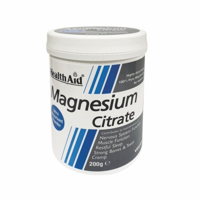 Health Aid Magnesium Citrate Vegan 100% Κιτρικό Μαγνήσιο σε Σκόνη 200gr