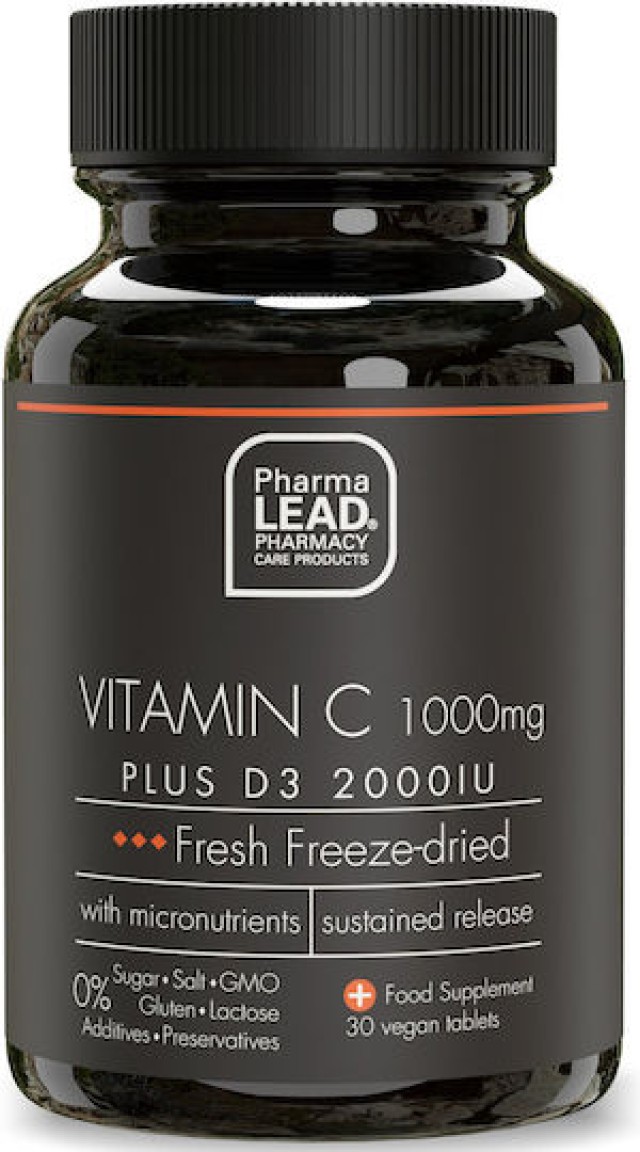 Pharmalead Black Range Vitamin C 1000mg Plus D3 2000IU, Συμπλήρωμα διατροφής για την Ενίσχυση του Ανοσοποιητικού Συστήματος 30 κάψουλες