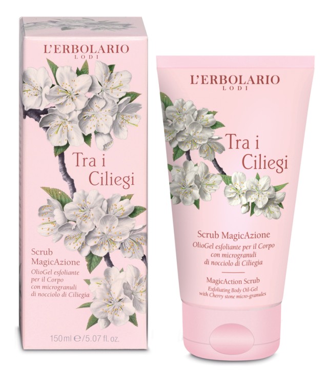 LErbolario Tra i Ciliegi Scrub MagicAzione Ελαιώδες Απολεπιστικό gel για το Σώμα Με Κόκκους από Κουκούτσι Κερασιάς 150ml