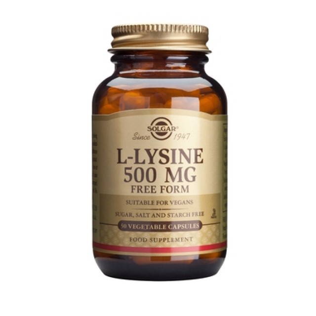 Solgar L-Lysine 500mg 50 Veg.Caps. Βοηθά στην ανάπτυξη και επιδιόρθωση των ιστών 
