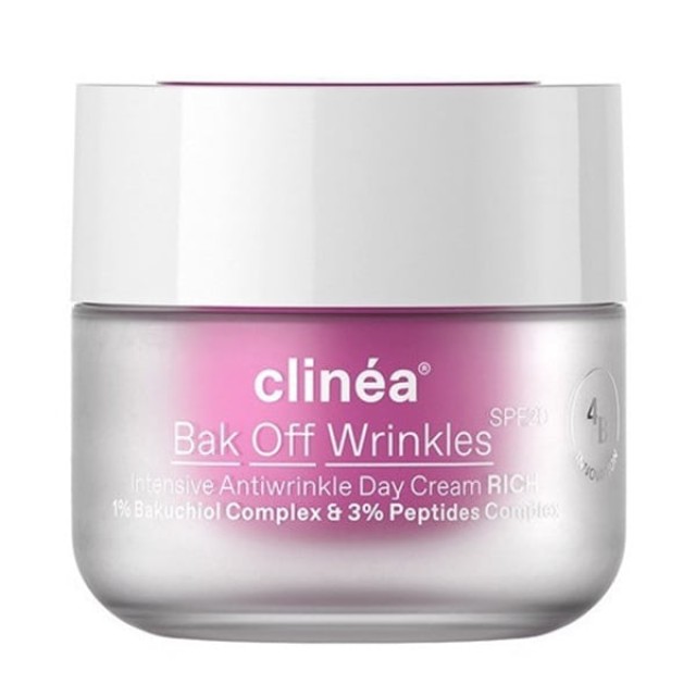 Clinea Bak Off Wrinkles Day Cream Rich SPF20 Αντιγηραντική Κρέμα Ημέρας Πλούσιας Υφής 50ml