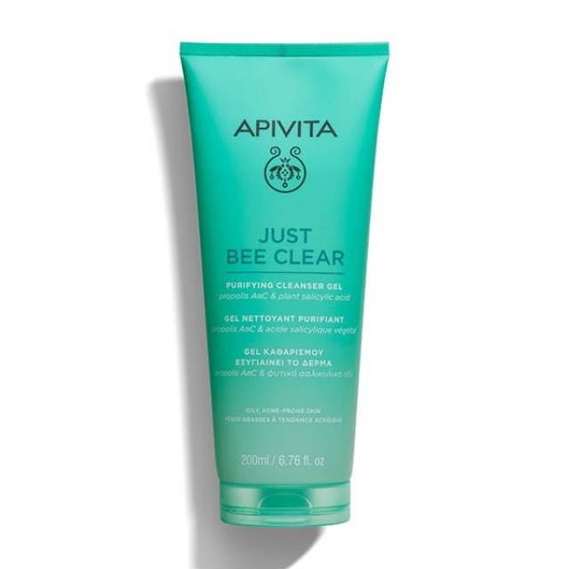 Apivita Just Bee Clear Purifying Cleanser Gel Καθαρισμού, Εξυγιαίνει το Δέρμα 200ml