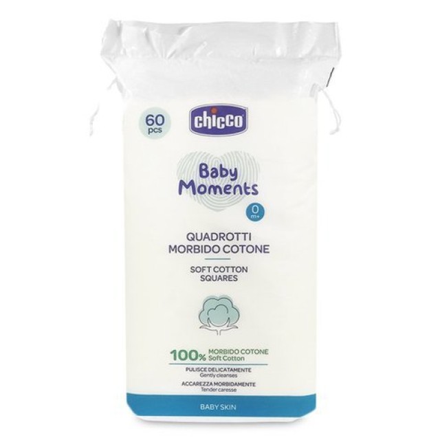 Chicco Baby Moments Μαντηλάκια από 100% Μαλακό Βαμβάκι 60 Τεμάχια
