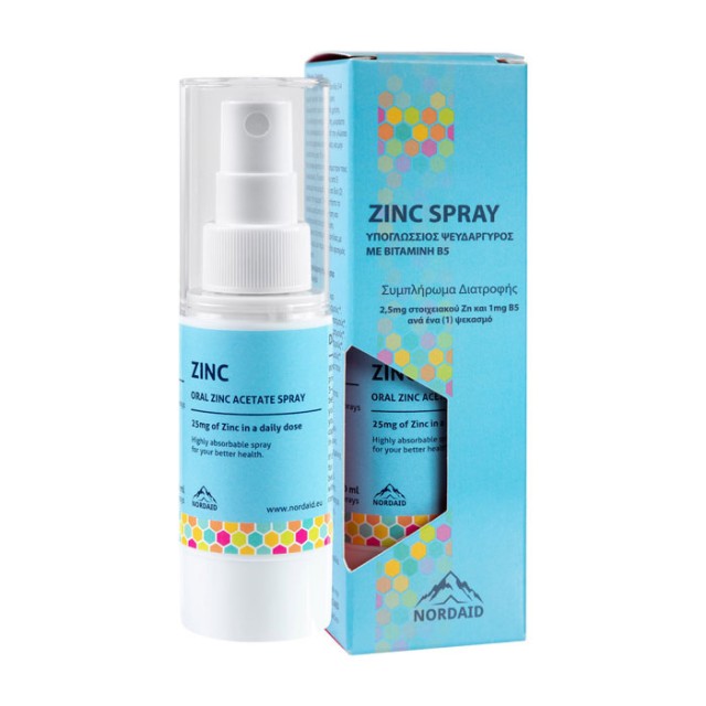 Nordaid Zinc Spray Υπογλώσσιος Ψευδάργυρος με Βιταμίνη B5 30ml
