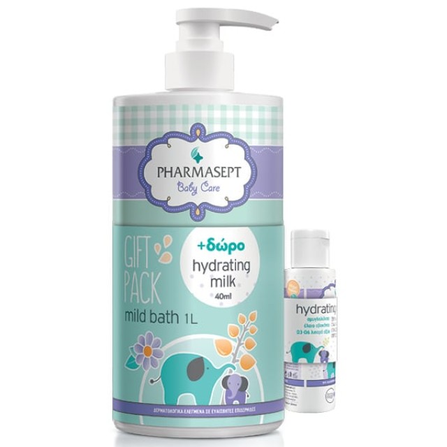 Pharmasept Baby Mild Bath Φυσικό Βρεφικό Αφρόλουτρο για Σώμα & Μαλλιά 1lt & ΔΩΡΟ Hydration Milk 40ml