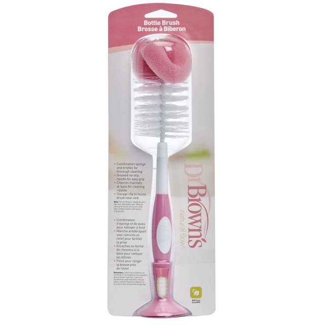 Dr Browns Bοttle Brush AC023, Βούρτσα Καθαρισμού Μπιμπερό, Χρώμα Ροζ 1 Τεμάχιο