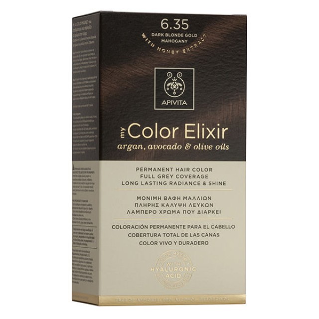 Apivita Βαφή Μαλλιών My Color Elixir Ξανθό Σκούρο Μελί Μαονί/Dark Blonde Gold Mahogany No 6.35