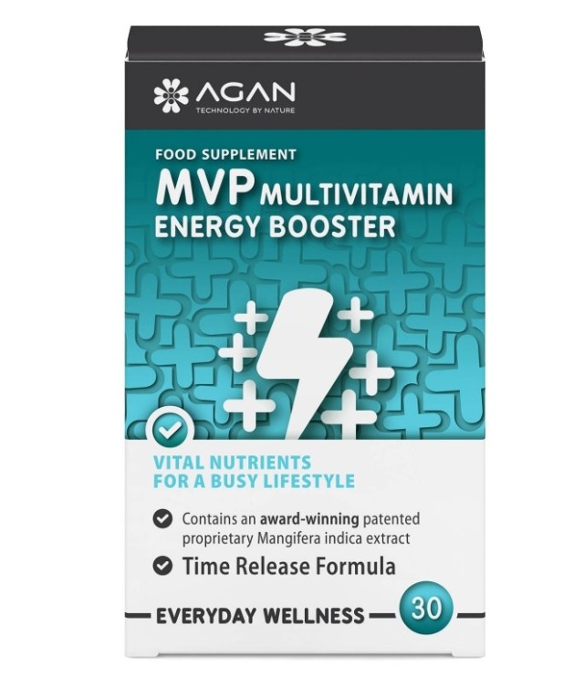 Agan MVP Multivitamin Energy Booster, Συστατικά που Συμβάλλουν στην Μείωση της Κούρασης & της Κόπωσης 30 Ταμπλέτες