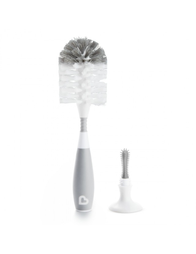 Munchkin Bristle Bottle Brush, Βούρτσα Καθαρισμού Μπιμπερό & Θηλών, Χρώμα Γκρι