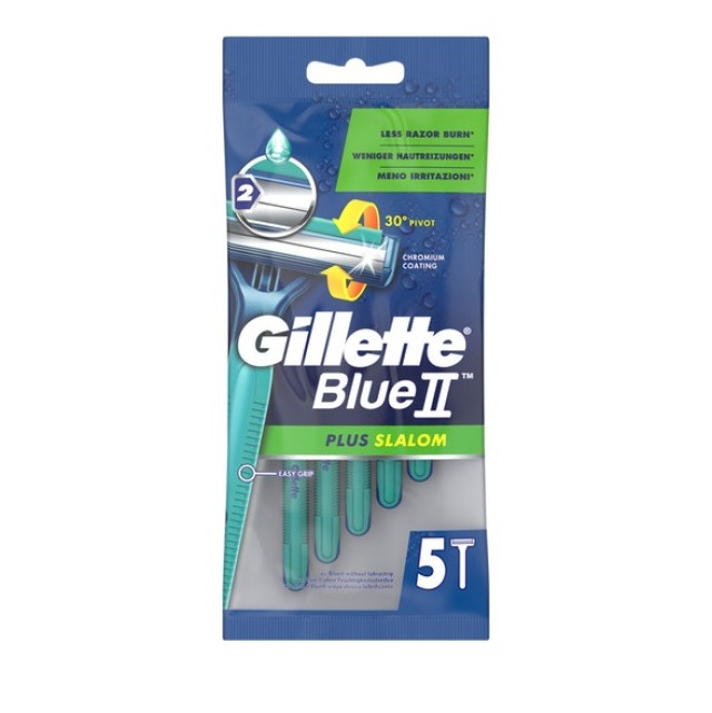 Gillette Blue II Plus Slalom Sensitive, Ξυραφάκια 2 Λεπίδες 5τμχ