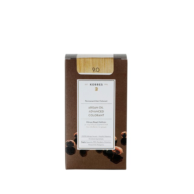 Korres Argan Oil Advanced Colorant N9.0 Very Light Blonde, Βαφή Μαλλιών Χρώμα Ξανθό Πολύ Ανοικτό