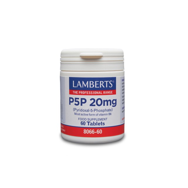 Lamberts P-5-P (5-Φωσφορική Πυριδοξάλη) Συμπλήρωμα Διατροφής Βιταμίνης Β6 20mg 60 Ταμπλέτες
