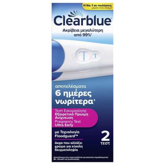 Clearblue Τεστ Εγκυμοσύνης Εξαιρετικά Πρώιμη Ανίχνευση 2 Τεστ