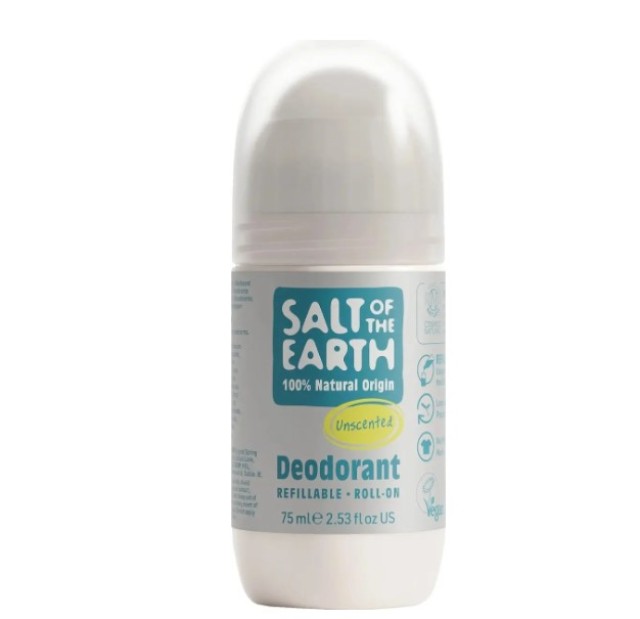 Salt of the Earth Natural Deodorant Roll-On Unscented , Αποσμητικό Roll-On Άοσμο 75ml