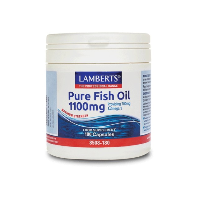 Lamberts Pure Fish Oil 1100mg, Ιχθυέλαιο. Αποδίδει 700mg Ω3 Λιπαρών Οξέων 180 Caps
