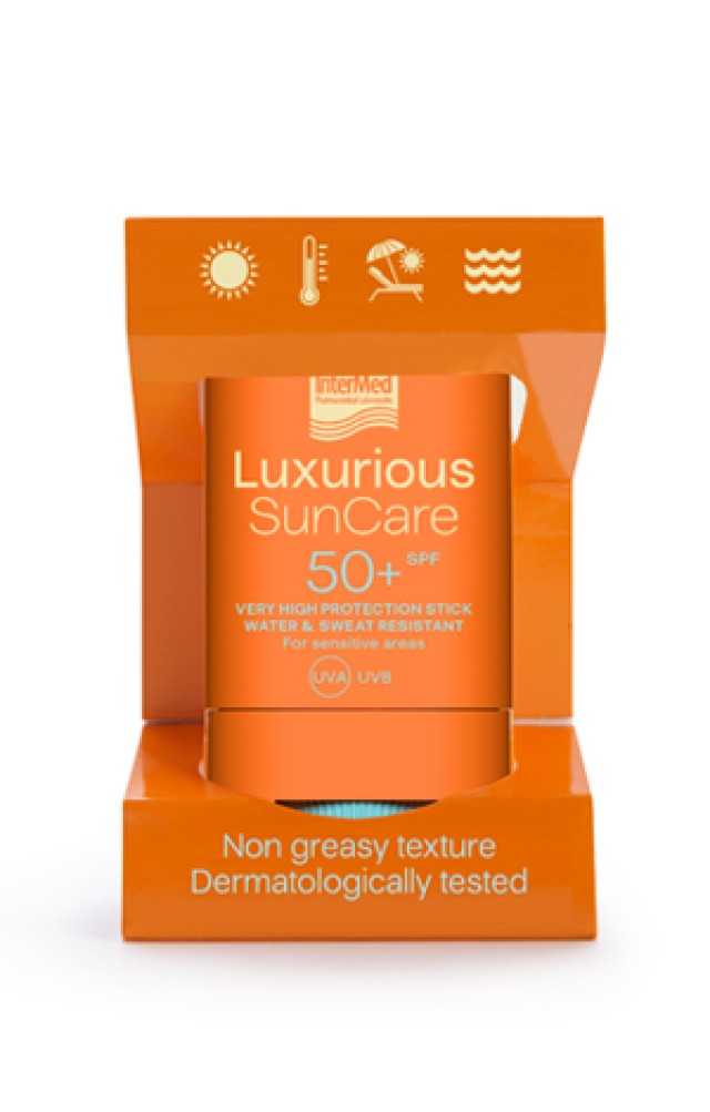 Intermed Luxurious Suncare Stick SPF50+, Στικ Πολύ Υψηλής Αντηλιακής Προστασίας για τις Ευαίσθητες Ζώνες 16g