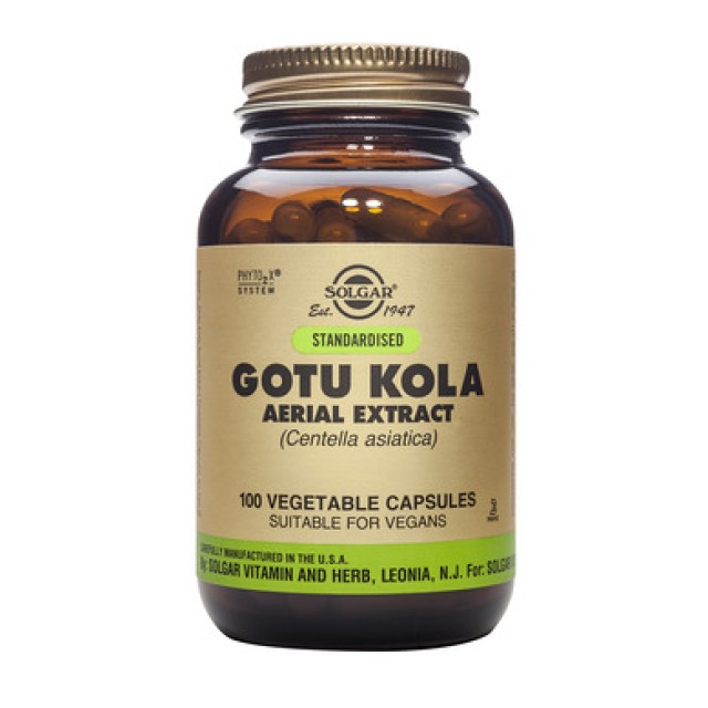 Solgar Gotu Kola Aerial Extract, Συμπλήρωμα Διατροφής Κινητοποιεί την Κυκλοφορία στα Κάτω Άκρα 100 Veg.Caps