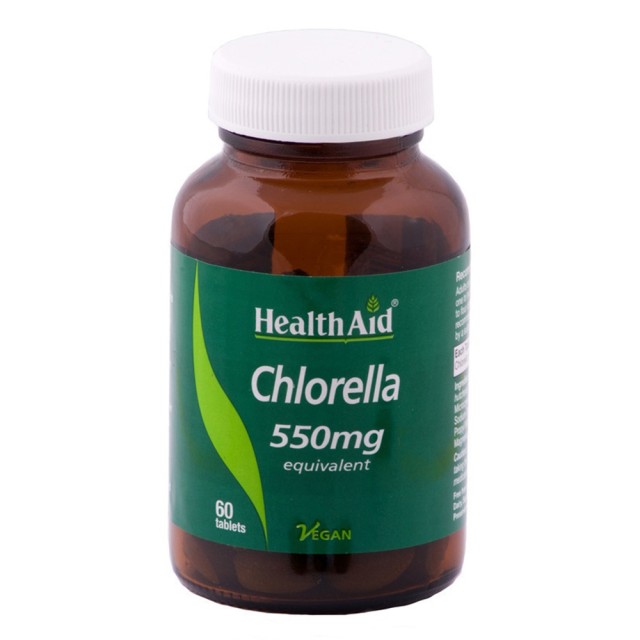 Health Aid Chlorella 550mg, Χλωρέλλα Φυσικής Λήψης Βιταμίνης Β12 60 Ταμπλέτες