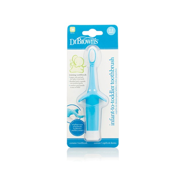 Dr. Browns Training Toothbrush, Οδοντόβουρτσα Ελεφαντάκι 0-3 Χρονών, Χρώμα Μπλε 1 Τεμάχιο