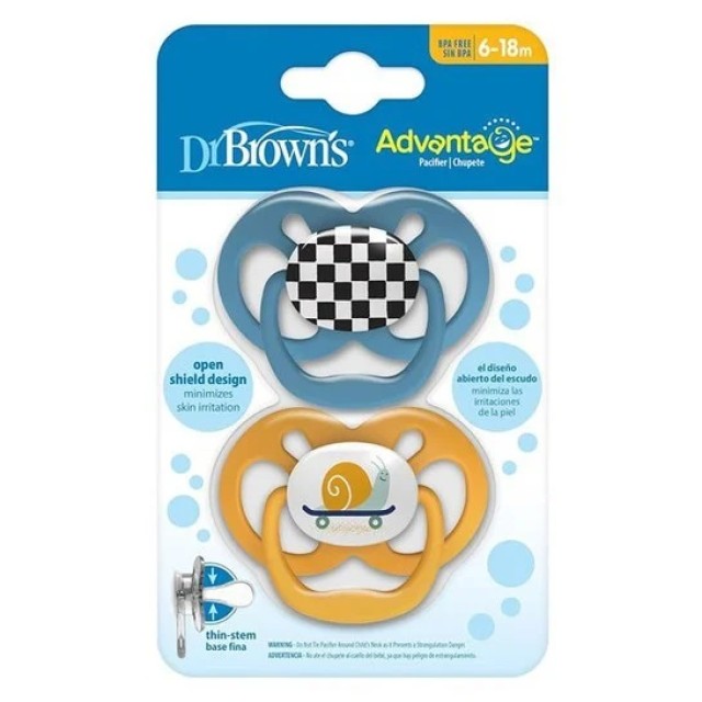 Dr Browns PA22002 Πιπίλα Advantage Σιλικόνη 6-18m 2 Τεμάχια