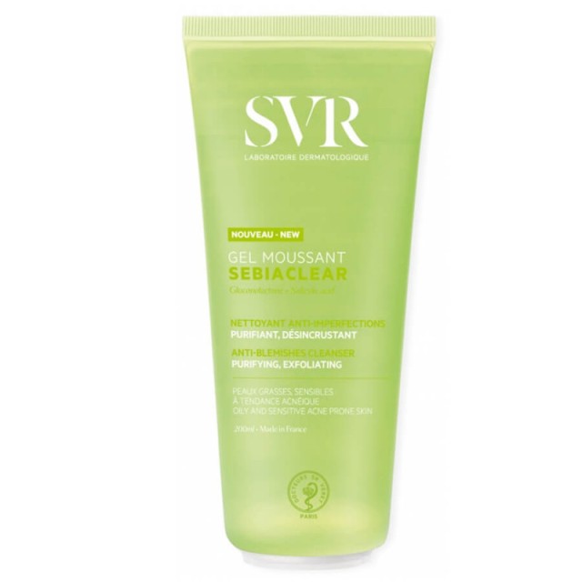 SVR Laboratoire Sebiaclear Gel Moussant Gel Καθαρισμού Προσώπου για το Λιπαρό Δέρμα με Τάση Ακμής 200ml