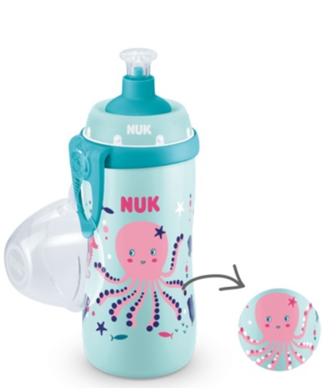 NUK Junior Cup Changes Colour Παγουράκι με Καπάκι Push-Pull 18m+ Χρώμα Γαλάζιο 300ml