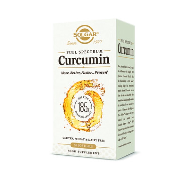 Solgar Full Spectrum Curcumin, 30Softgels. Προάγει την καλή υγεία των αρθρώσεων