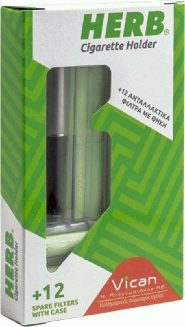 Vican Herb Cigarette Holder Συσκευή Πίπα, Χρώμα Ασημί, με 12 Ανταλλακτικά Φίλτρα