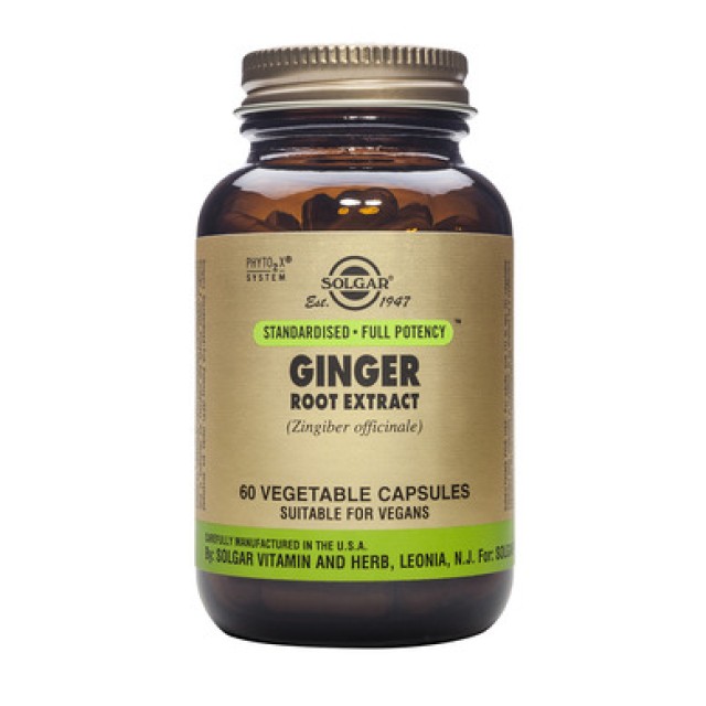Solgar Ginger Root Extract, Συμπλήρωμα Διατροφής Δυσπεψία- Ναυτία- Τόνωση Κυκλοφορικού 60 Φυτοκάψουλες