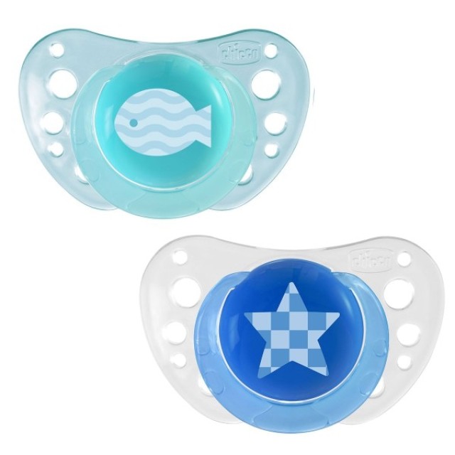 Chicco PhysioForma Air 6-16m Πιπίλες Σιλικόνης Χρώμα Μπλε & Γαλάζιο 2 Τεμάχια