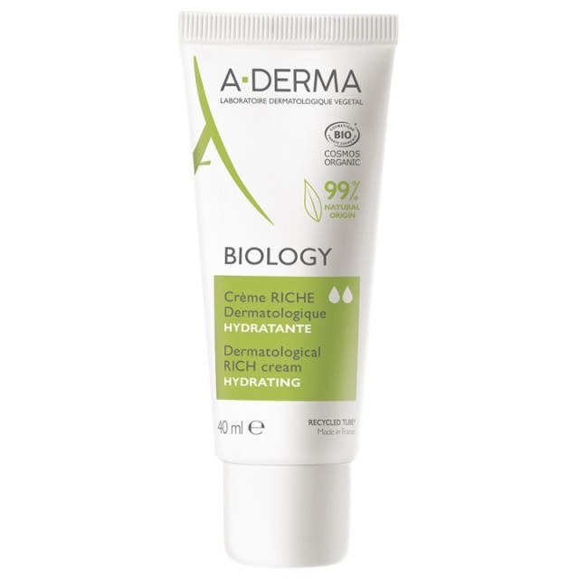 A-Derma Biology Creme Riche Hydratante, Πλούσια Ενυδατική Κρέμα Προσώπου 40ml