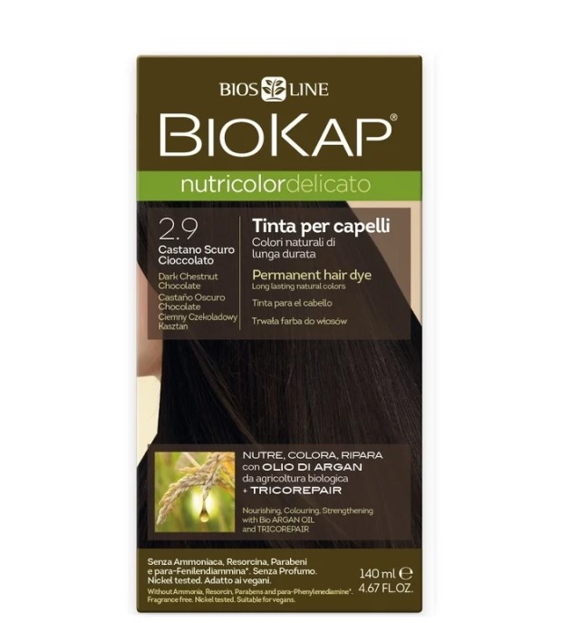 Biokap N2.9 Dark Chestnut-Chocolate, Βαφή Μαλλιών Χρώμα Καστανό Σκούρο Σοκολατί 140ml