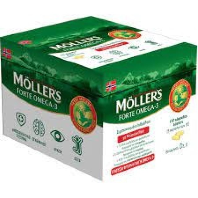 Moller’s Forte Μουρουνέλαιο Μίγμα Ιχθυελαίου & Μουρουνέλαιου Πλούσιο σε Ω3 Λιπαρά Οξέα 150caps