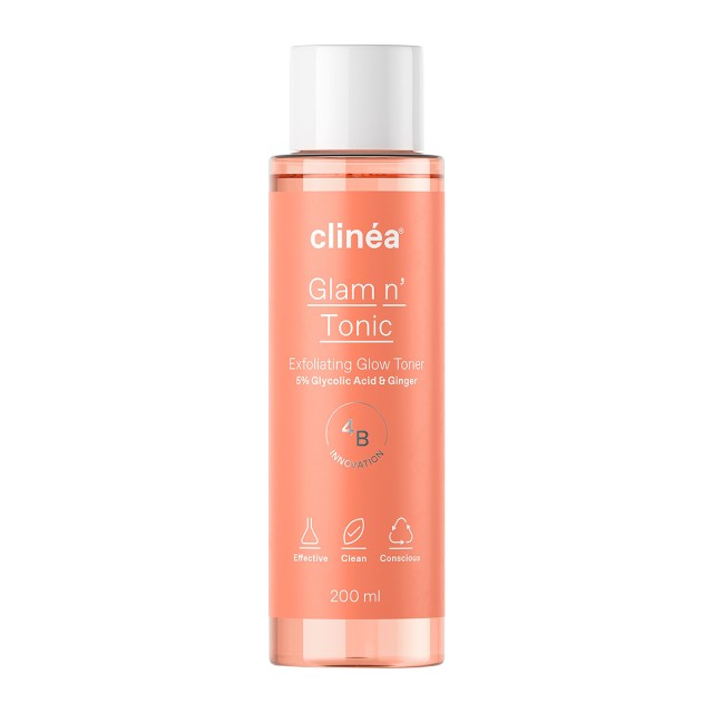 Clinea Glam n Tonic Exfoliating Glow Toner, Απολεπιστική Τονωτική Λοσιόν 200ml