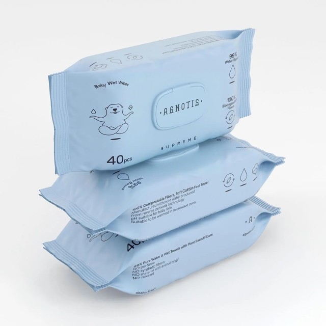 Agnotis Supreme Baby Wet Wipes Μωρομάντηλα 3x40τεμ