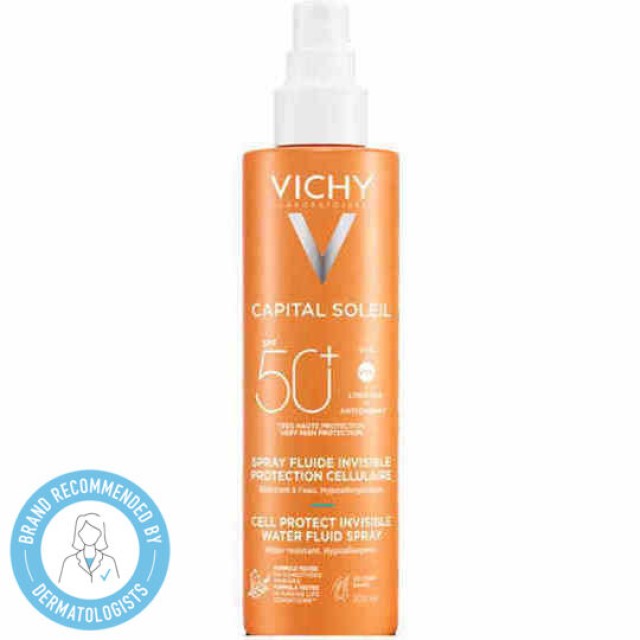 Vichy Capital Soleil Cell Protect Water Fluid SPF50+ Αντηλιακό Spray για Πρόσωπο & Σώμα 200ml