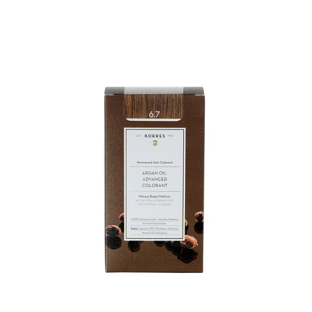 Korres Argan Oil Advanced Colorant N6.7 Cocoa, Βαφή Μαλλιών Χρώμα Κακάο