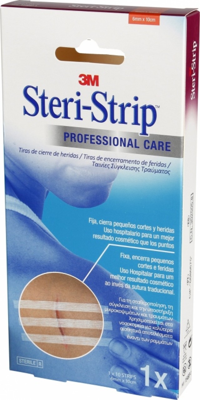 3M Steri Strip Αυτοκόλλητες Ταινίες Συγκράτησης Δέρματος (6mm x 10cm) 1τμχ